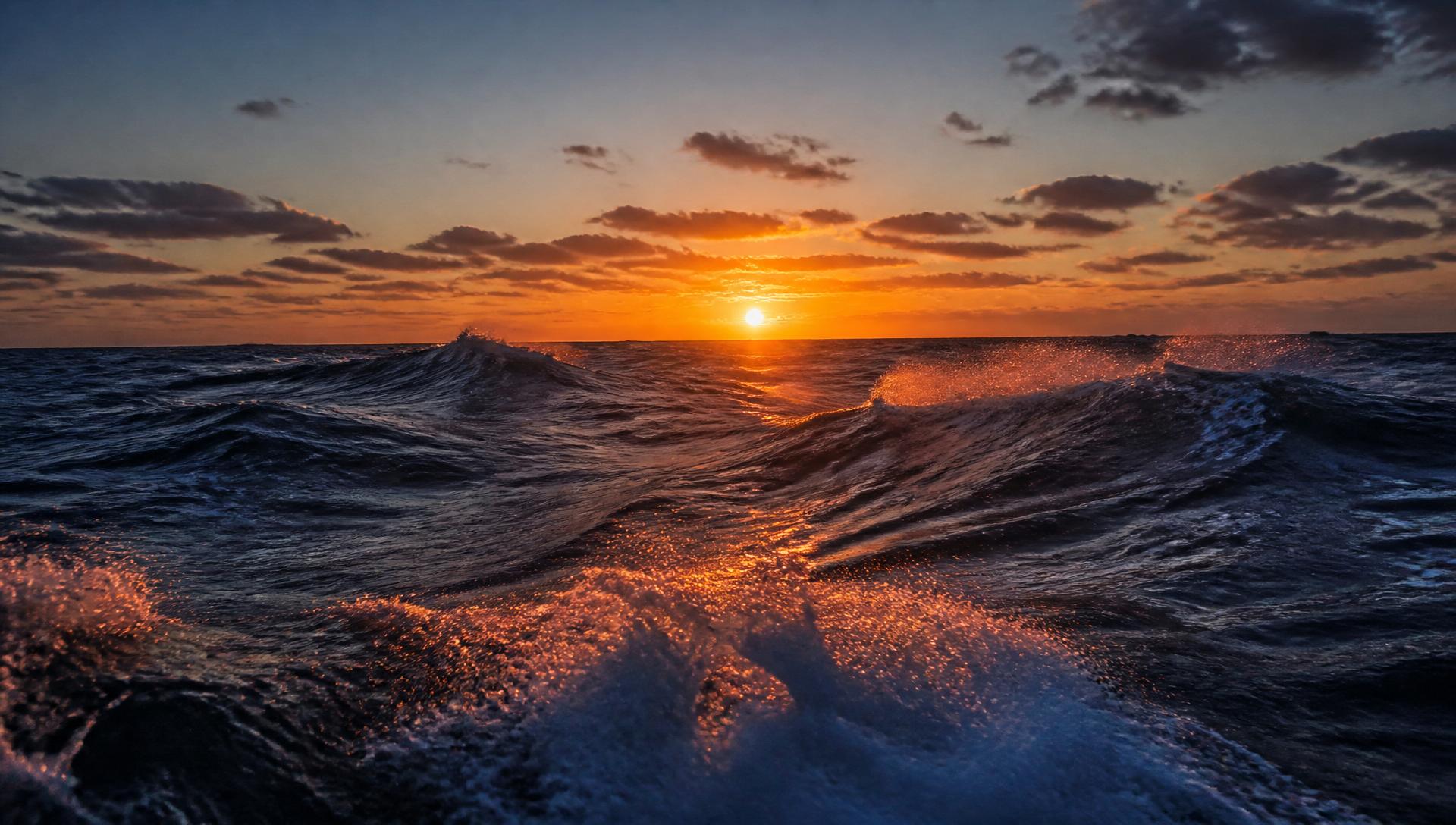 Sunrise over open ocean